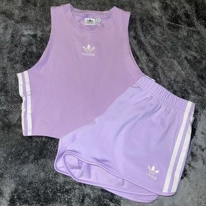 Adidas crop top and shorts set